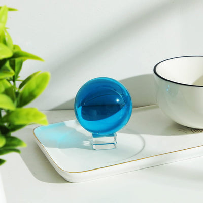 Bola cristal K9 60mm con soporte azul lago decoración hogar