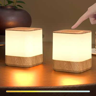 2 Lámparas Nocturna LED Recargable 3 Colores Táctil USB