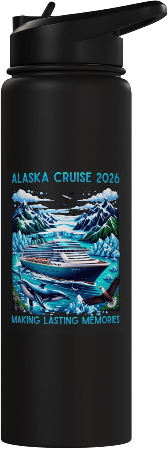 Botella de agua acero inoxidable aislada Alaska Cruise 2026
