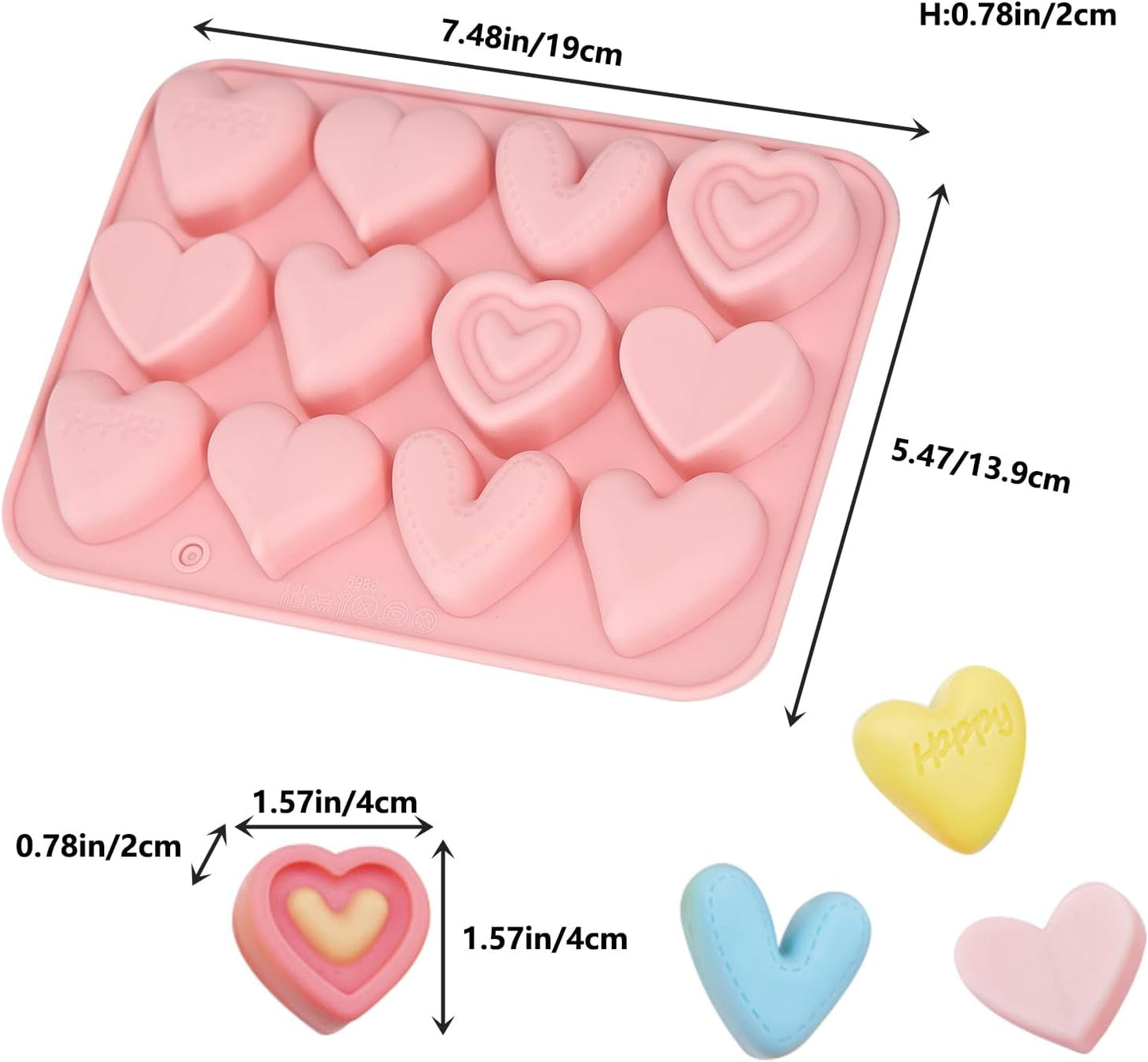 Moldes de silicona en forma de corazón para cubos de hielo de chocolate