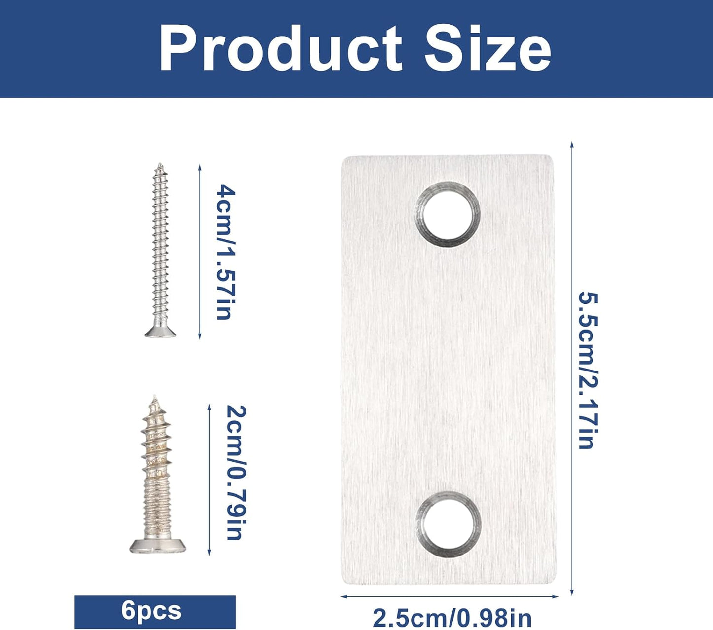 Set 2 placas acero inox 1x2-1/4 pulg cubierta puerta