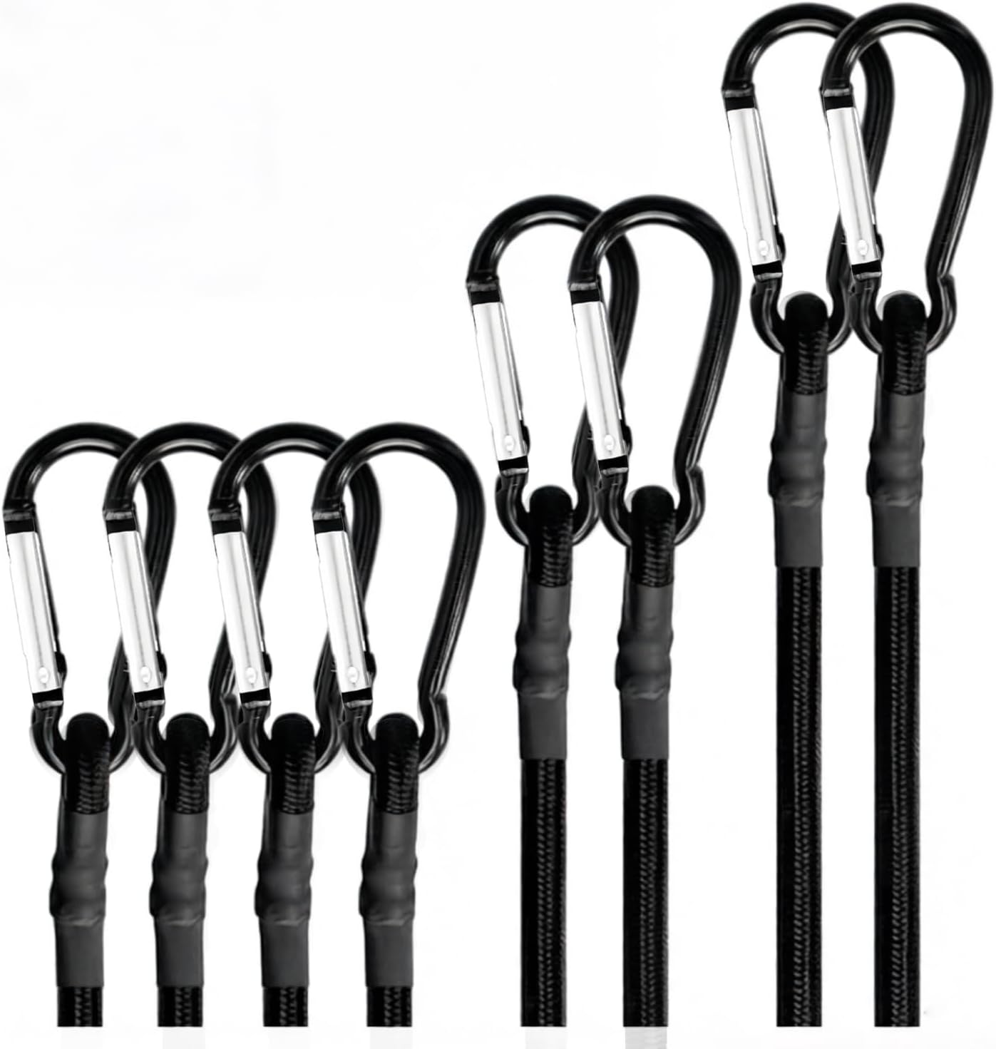 Cuerdas elásticas con mosquetón pack 8 12x24x48pulg resistente