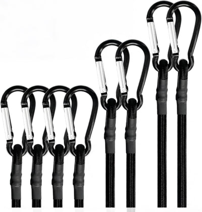 Cuerdas elásticas con mosquetón pack 8 12x24x48pulg resistente