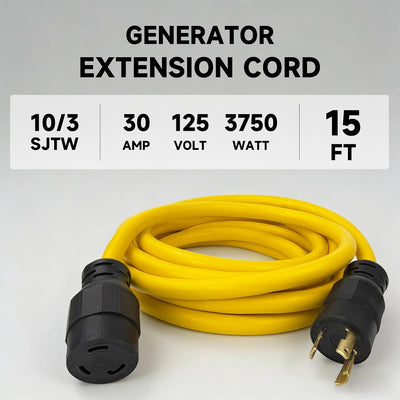 Cable extensión generador 30A 15ft 3 clavijas NEMA L5-30P/R negro