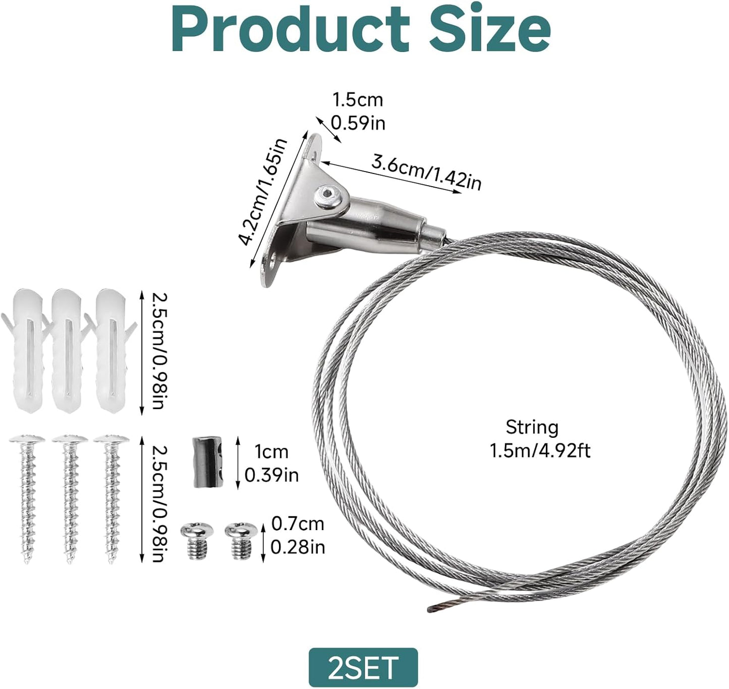 2 Soportes Techo Barra Ducha Acero Inox 304 Ajustables