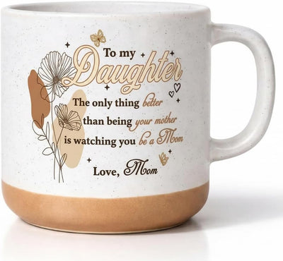 Taza de café de cerámica de 13 oz para madre, dos tonos, apta para lavavajillas