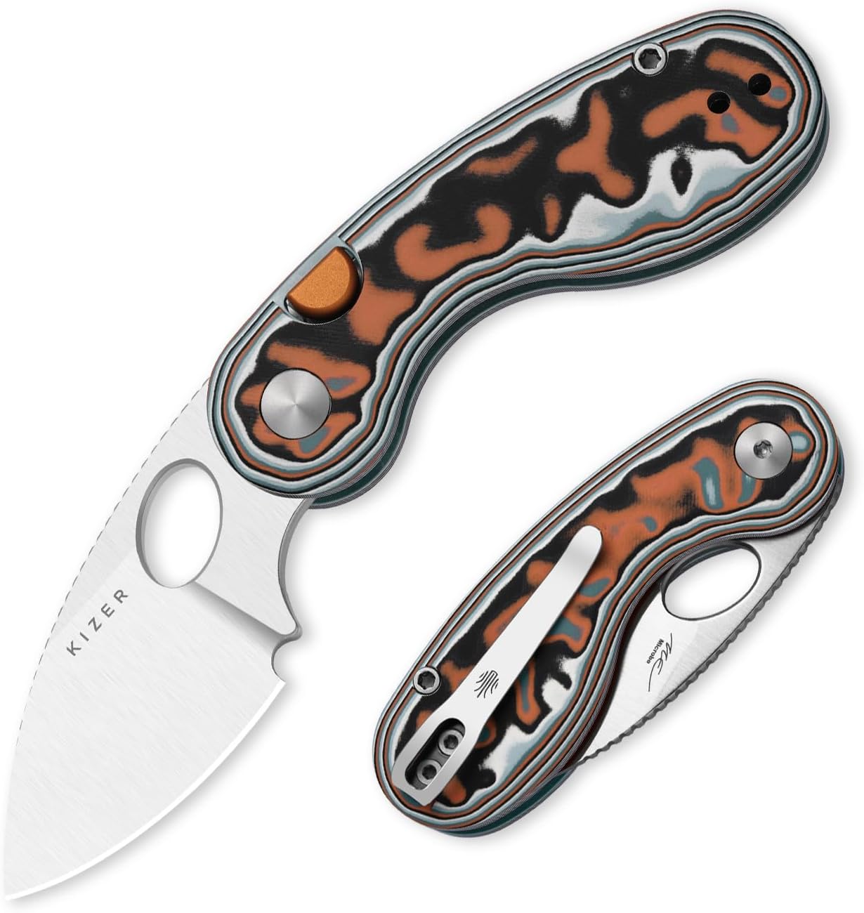 Cuchillo plegable AEB-L 2.19pulg mango micarta patrón vórtice