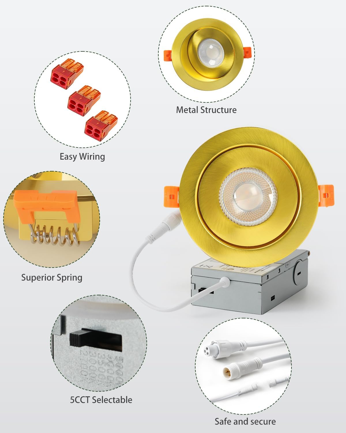 Iluminación LED empotrable 4pulg 9W rotación 360°