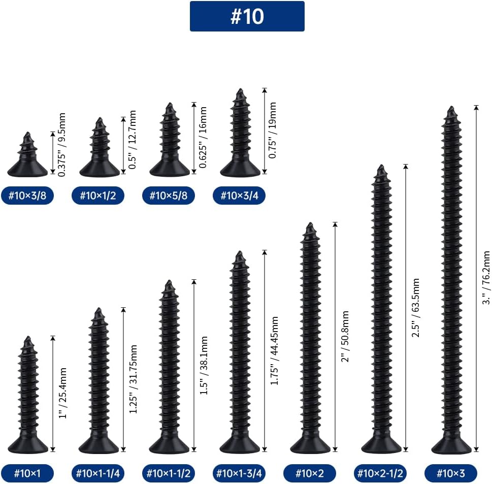 Tornillos Torx negros #10 x 1-3/4 pulg set 50 acero inox