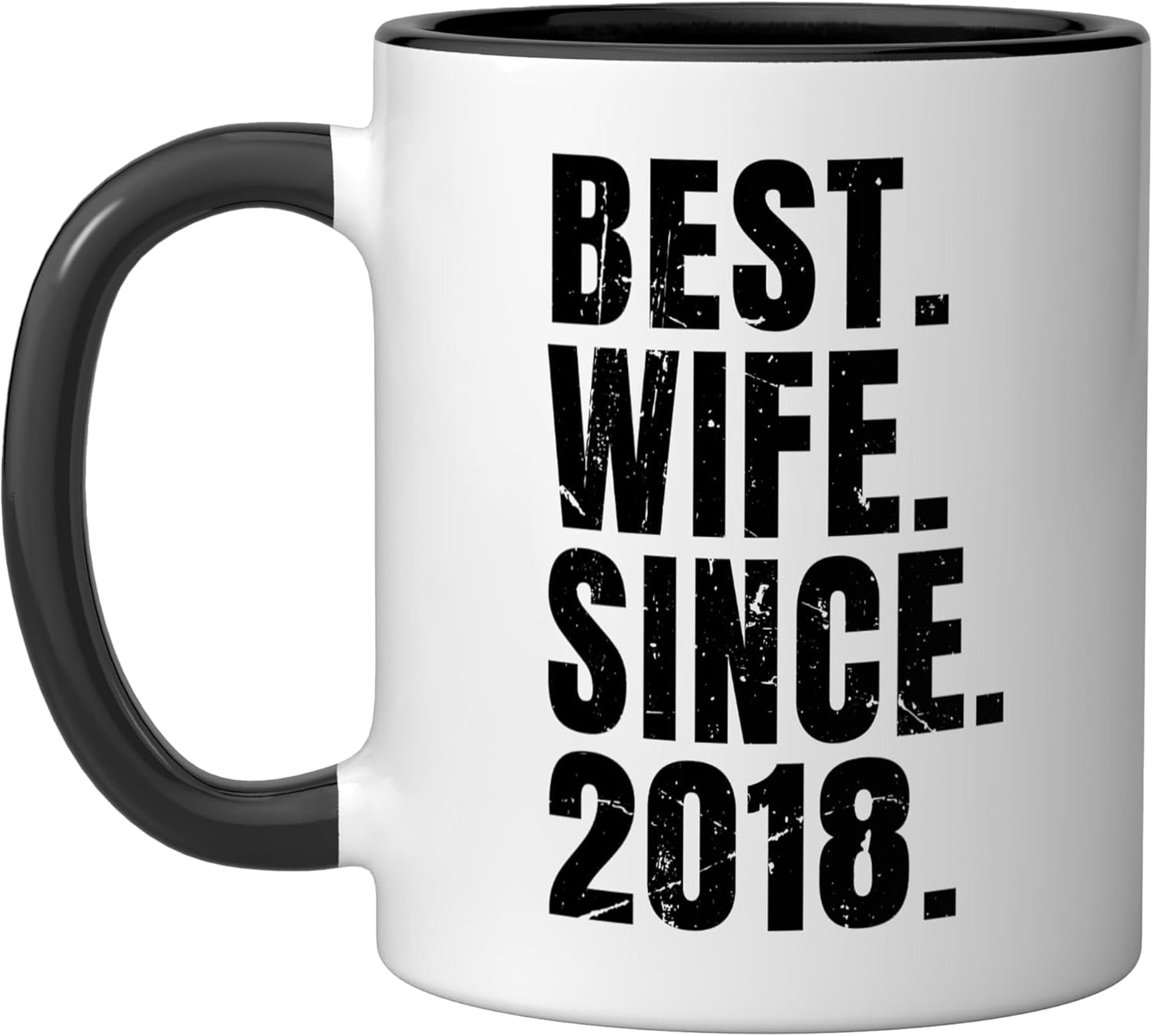 Taza cerámica retro para aniversario 2018 negra/blanca