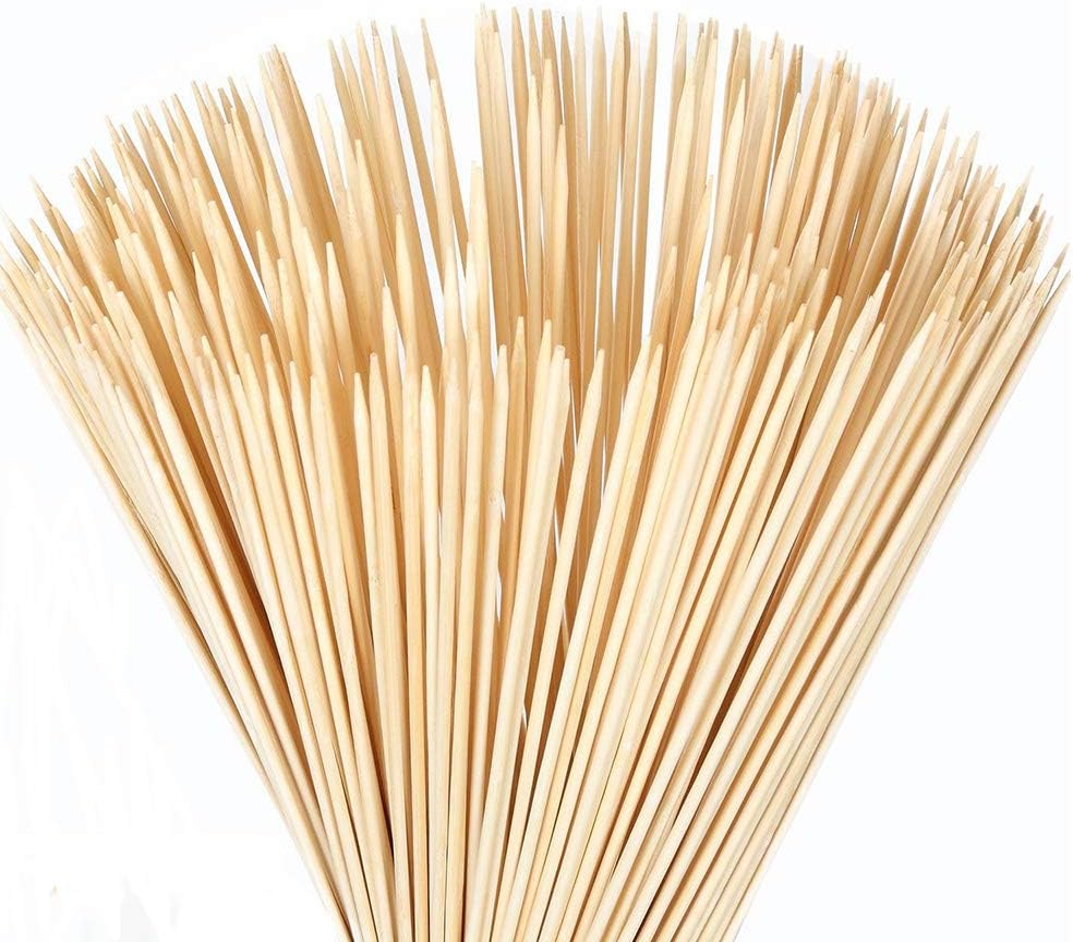 200 Pinchos Bambú 16pulg Grosor Natural para Asar