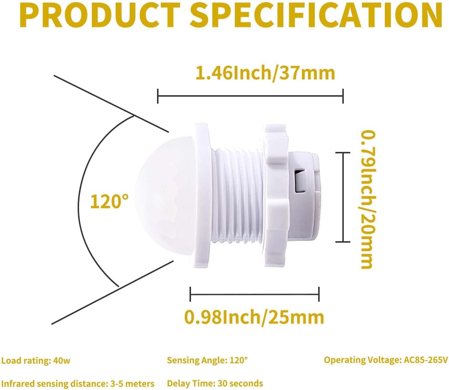 Pack 6 Interruptores Sensor Movimiento PIR 85-265V Modo Nocturno