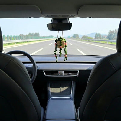 Cesta colgante plantas ganchillo para espejo coche decoración boho