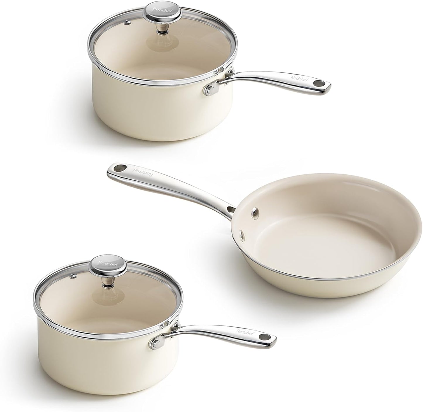 Set Utensilios Cocina Antiadherente Sarten Ceramica 8pulg Olla Fría