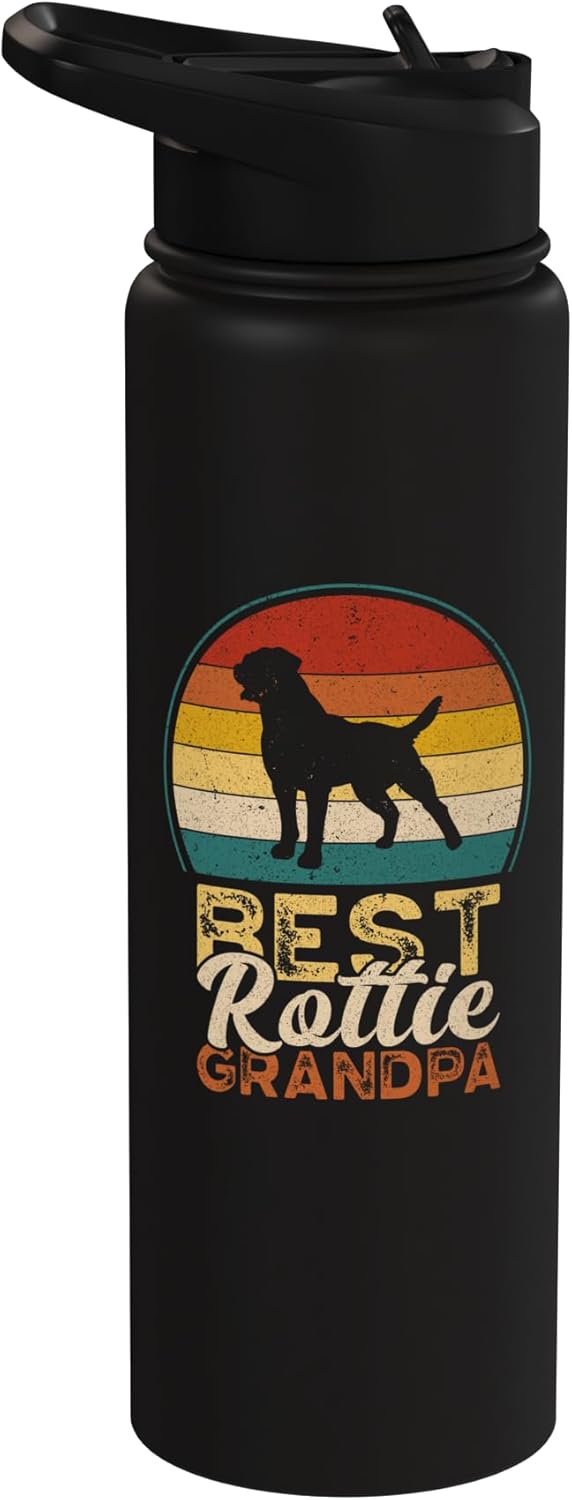 Botella de agua acero inoxidable aislada para perro Rottweiler