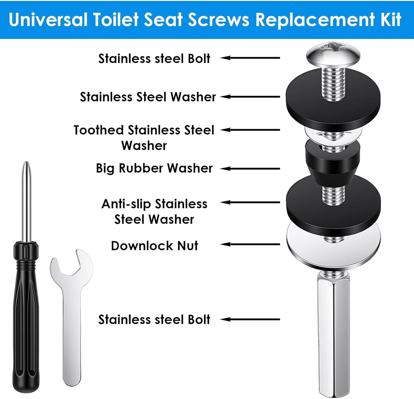 Kit 2 pernos inodoro acero inox con tuercas