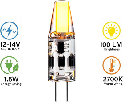 8 Bombillas LED G4 2700K 1.5W Repuesto Base Bi-Pin Jardín