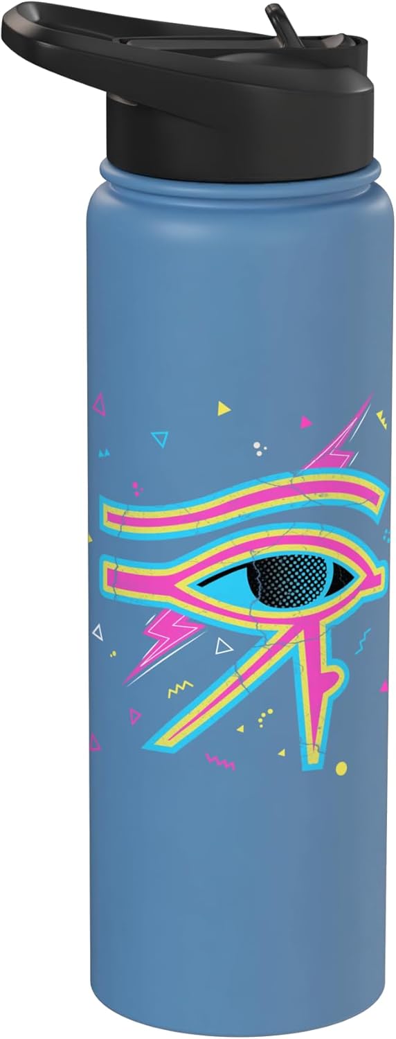 Botella de agua aislada de acero inoxidable con diseño retro de ojo egipcio