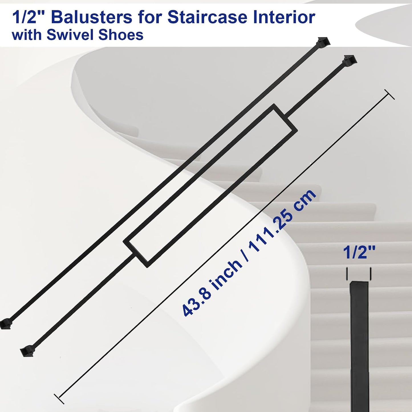 10 Balaustres Hierro 1/2pulg Husillo Metal 44pulg Negro