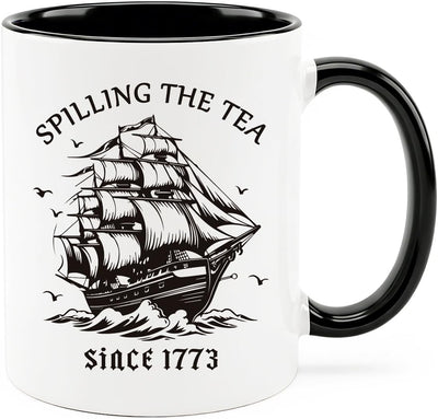 Taza de café divertida para profesores de historia con texto "Spilling the Tea Since 1773"