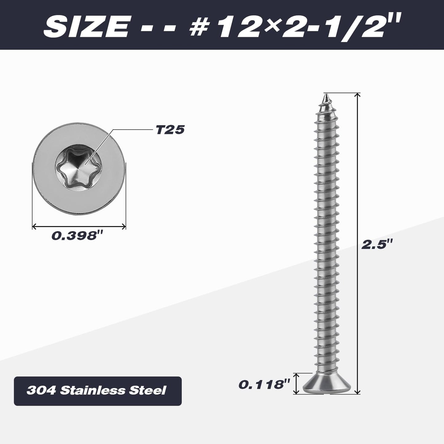 Tornillos Torx acero inox 12x50mm autoatascantes set 30