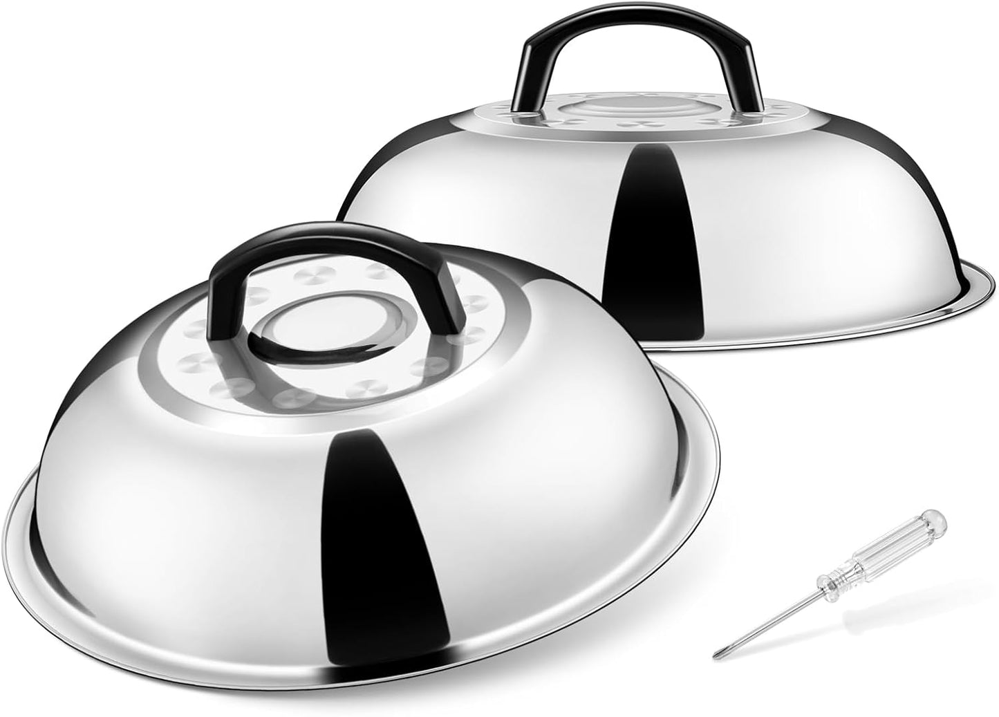 Set 2 Cúpula Fundir Queso 11.5pulg Acero Inox Mango Calor