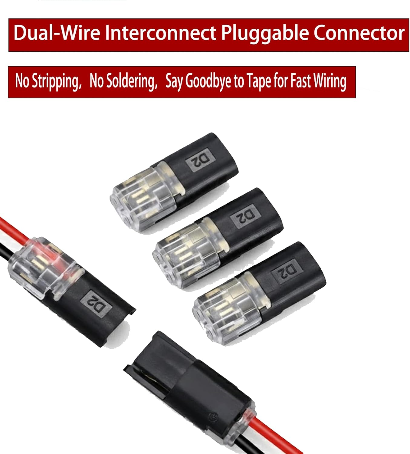 100 Conectores Doble Cable Terminal Sin Soldadura