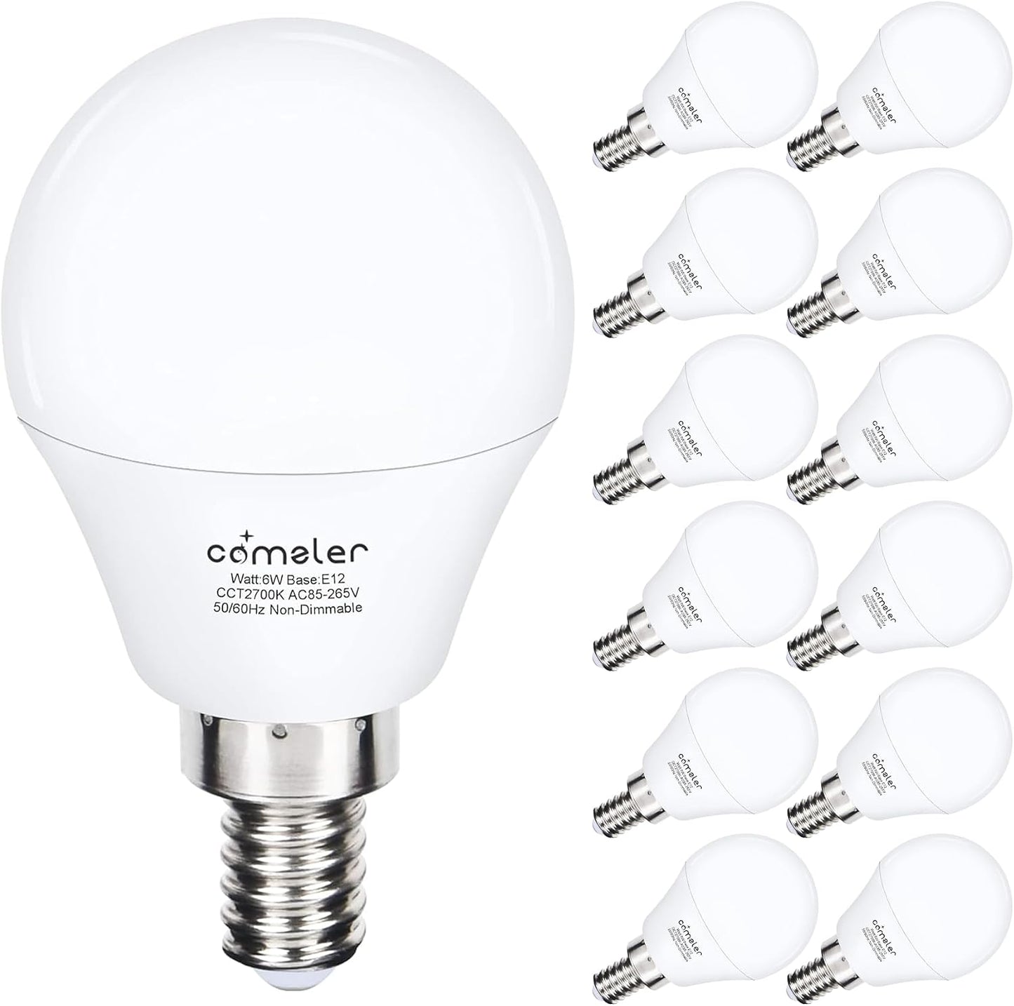 Pack 12 Bombillas LED E12 Blancas Caldas 2700K Equiv 60W