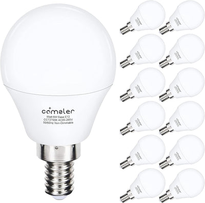 Pack 12 Bombillas LED E12 Blancas Caldas 2700K Equiv 60W