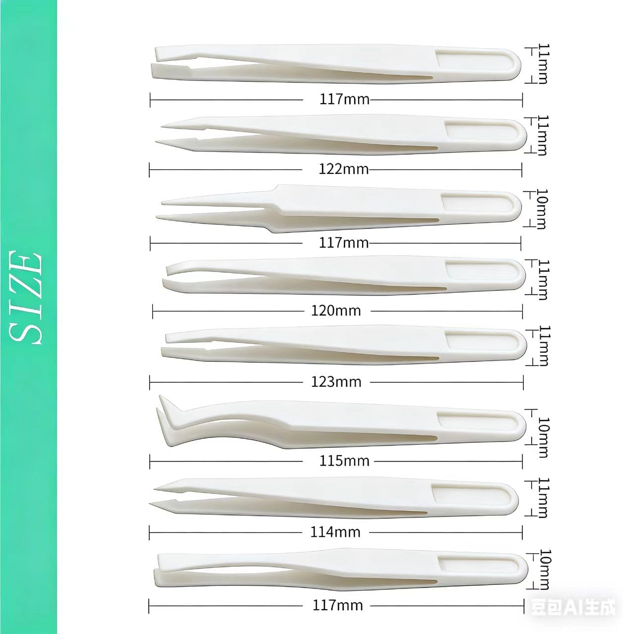 Set 8 Pinzas Plástico ESD Antiestáticas Precisión Manualidades
