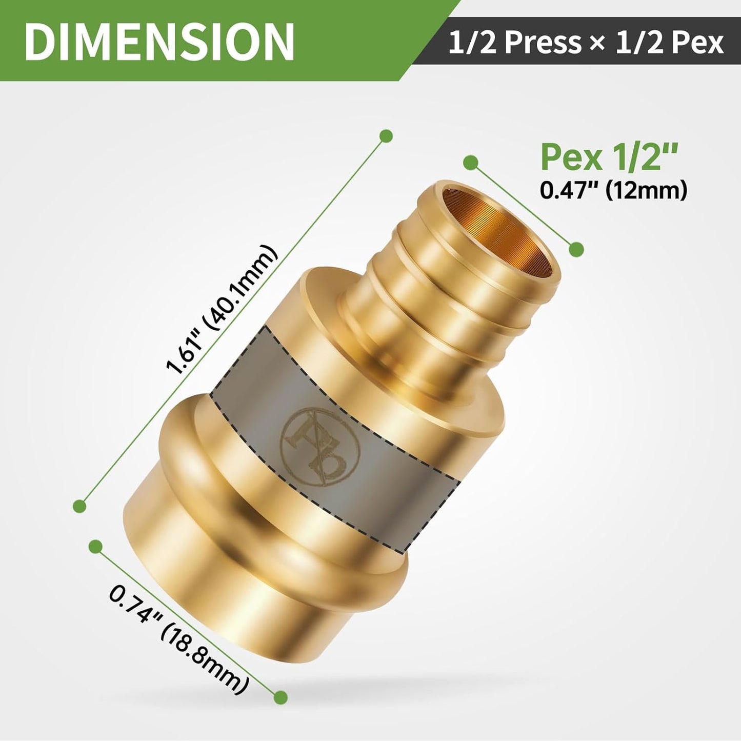 Pack 10 adaptadores cobre a PEX 1/2pulg sin plomo