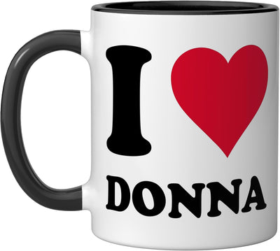 Taza cerámica Red Heart I Love Donna negra/blanca