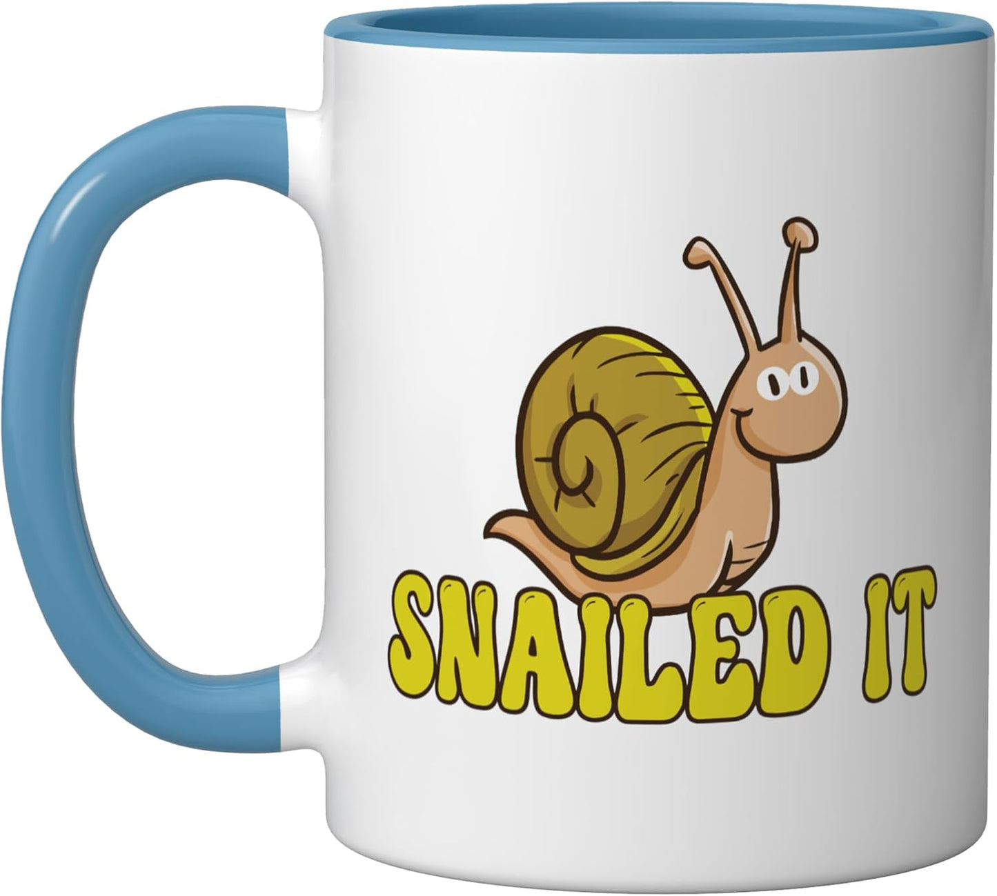 Taza Cerámica Caracol Frase Divertida Azul Blanco