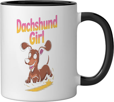 Taza Cerámica Perro Salchicha Dachshund Mujer Negro/Blanco