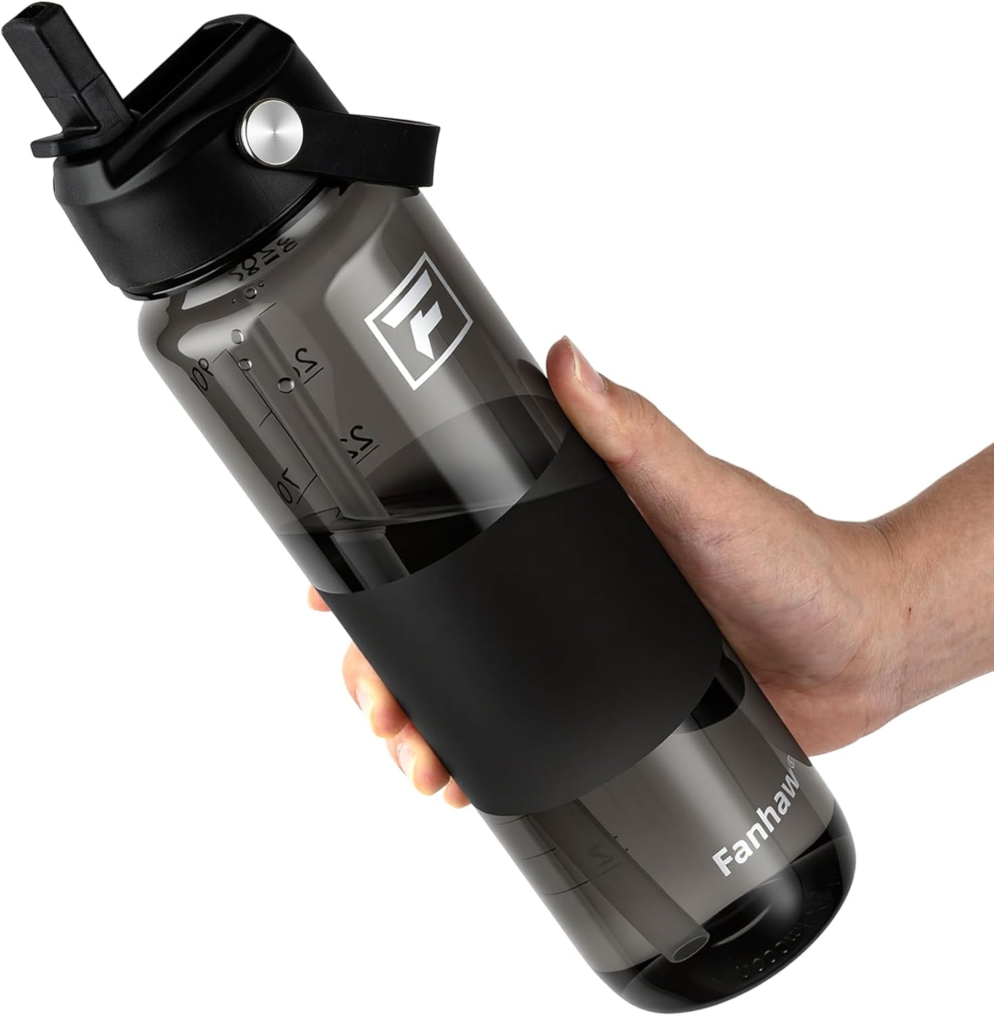 Botella de agua transparente Tritan sin BPA con popote 32 oz