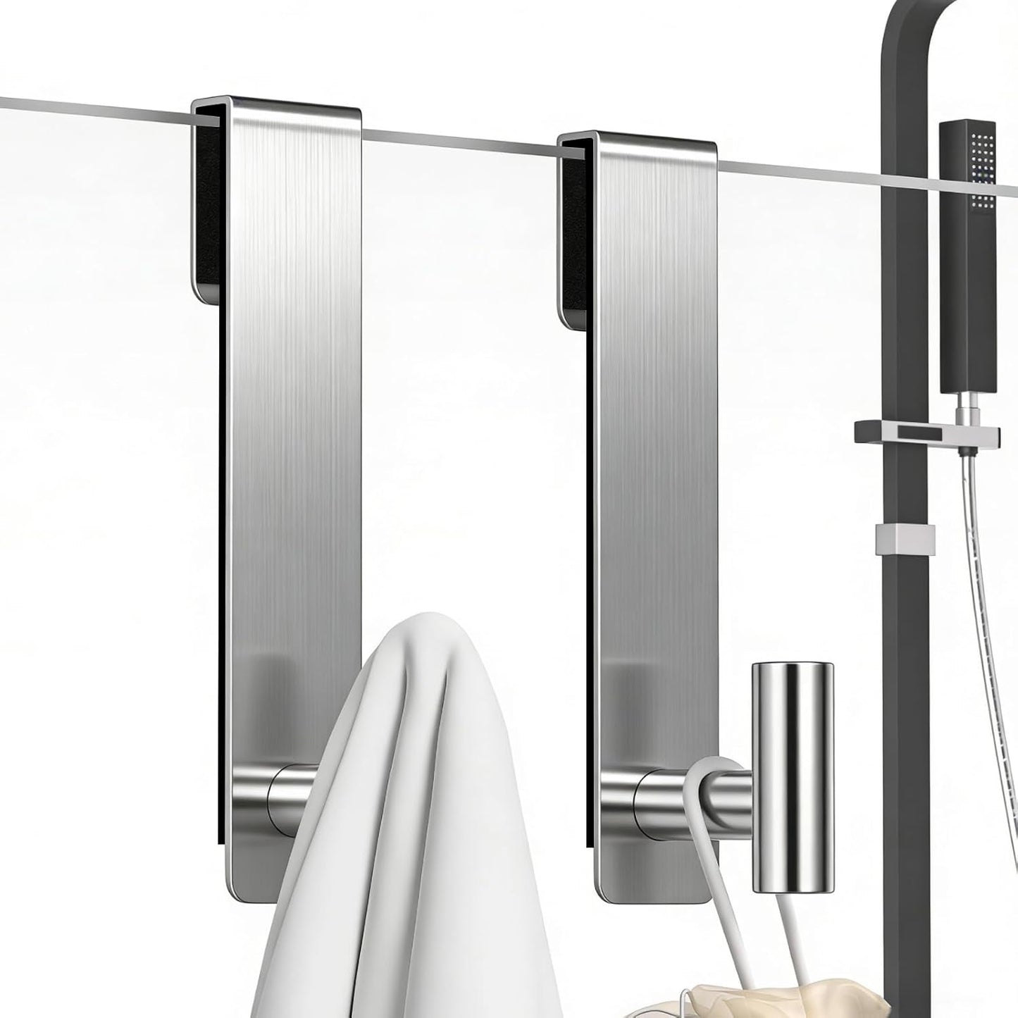 Ganchos puerta ducha acero inox plata forma T 7.5pulg