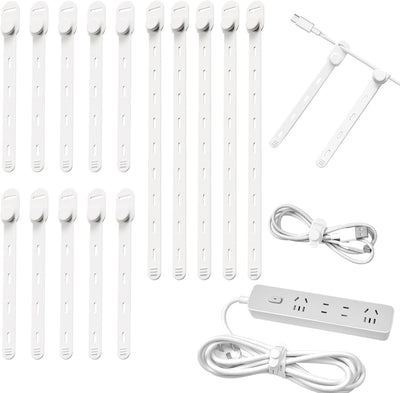 Organiz. cables silicona 15 pzas 5x9.6pulg reutilizable