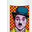 Botella de agua aislada Pop Art retrato azul sombrero bowler