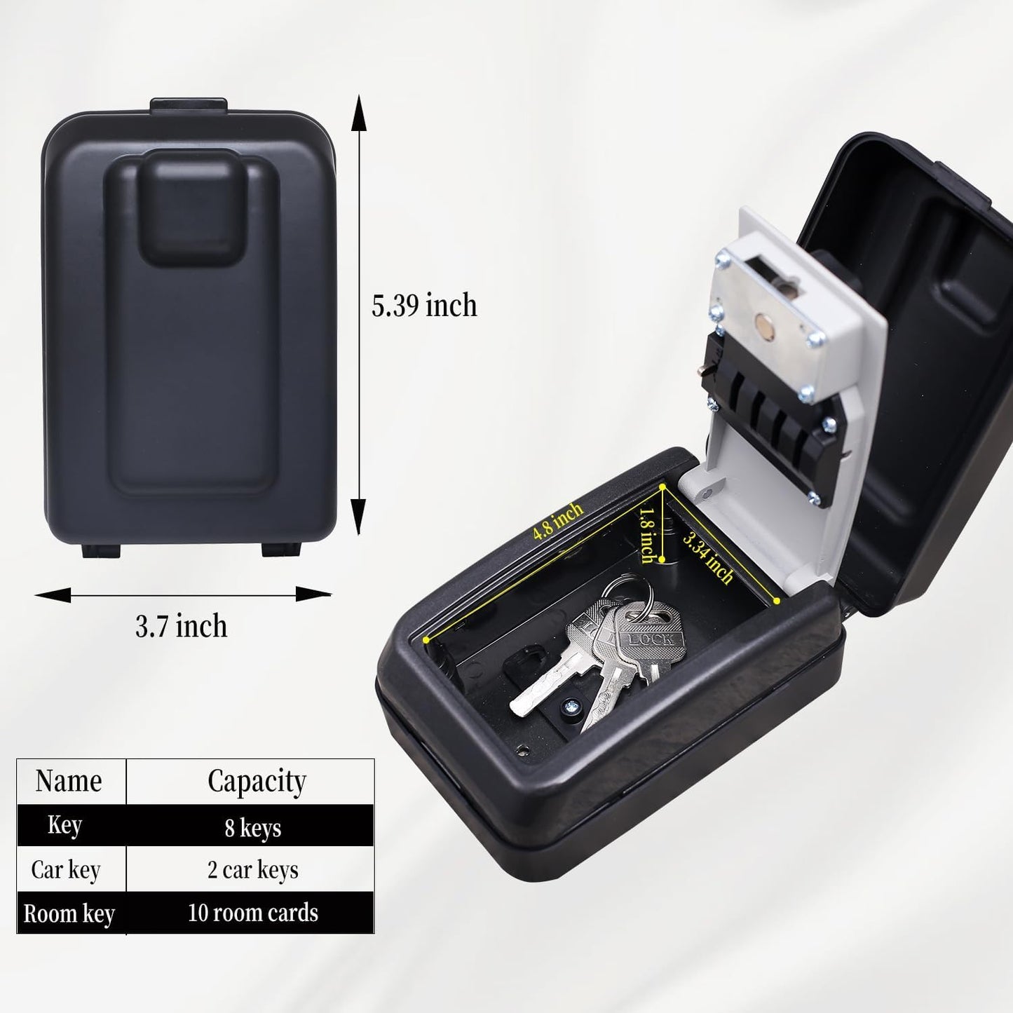Caja bloqueo llave pared combinación reiniciable
