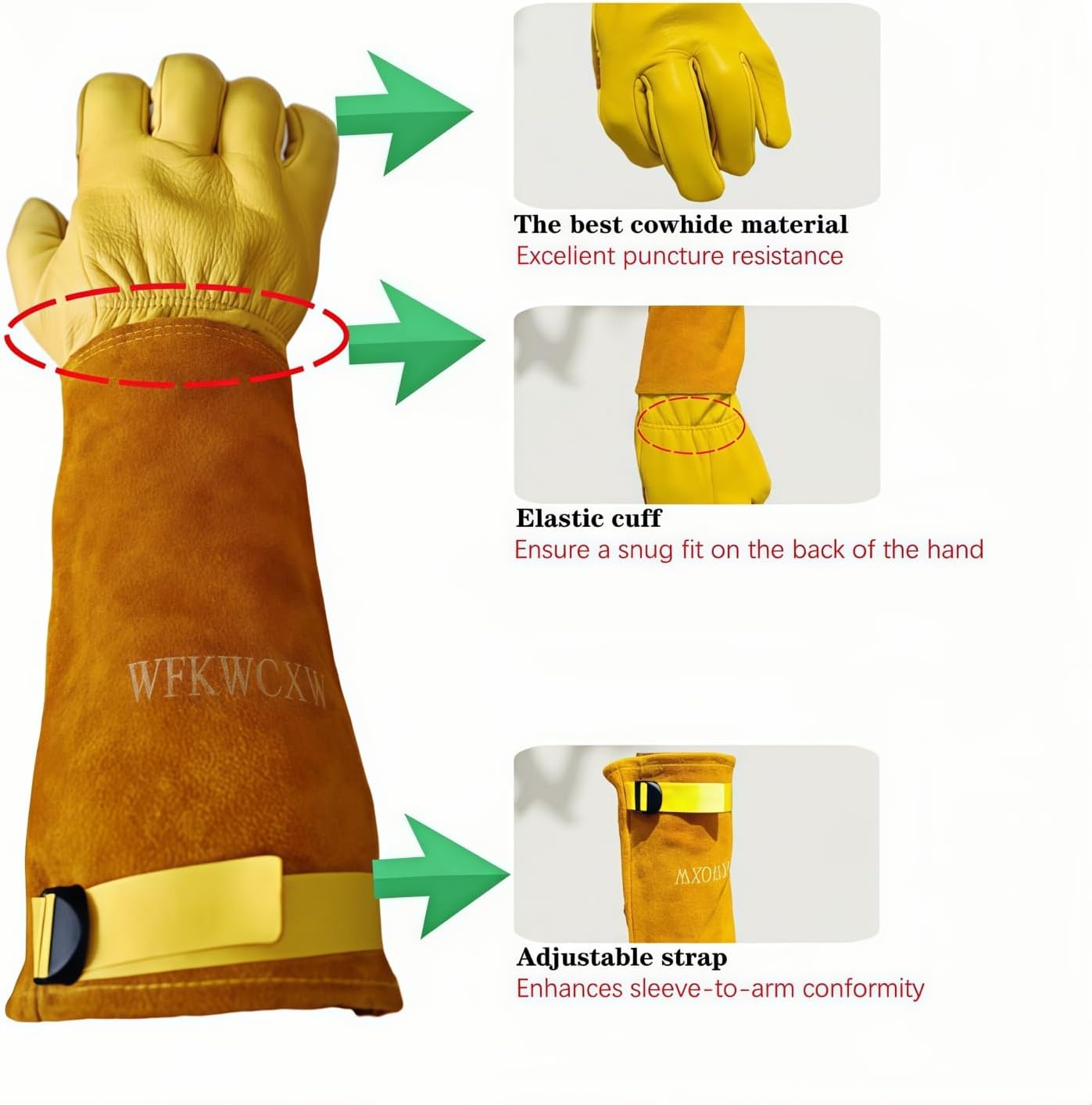 Guantes jardinería cuero vaca a prueba espinas mujer/hombre
