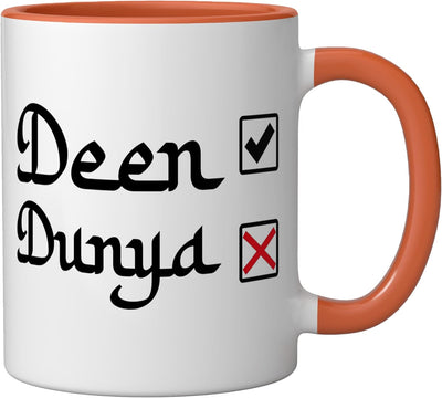 Taza Cerámica Deen Over Dunya Islam Halal Naranja/Blanco