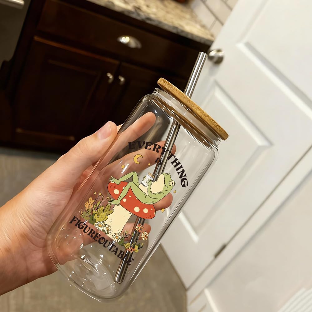 Taza de cristal inspiradora Everything Is Figureoutable para mujer