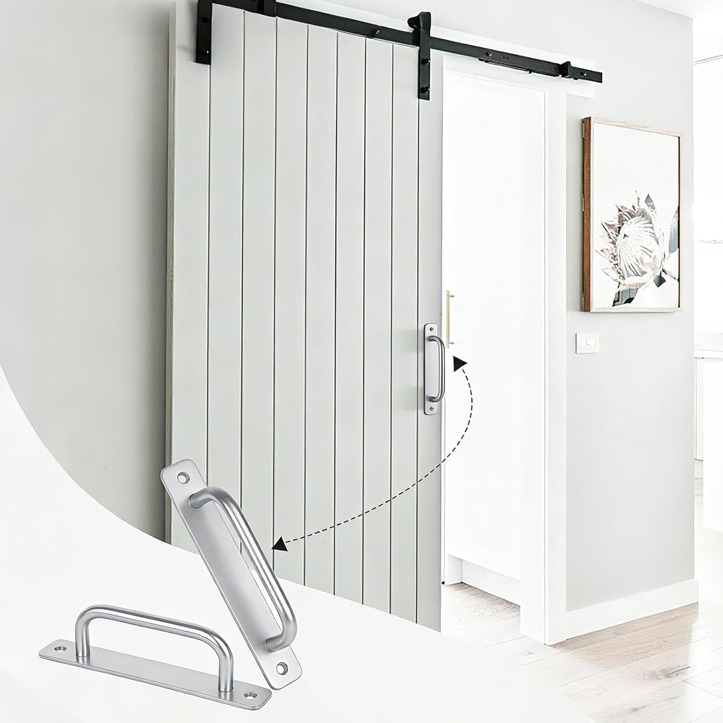 Manija puerta granero 7.1pulg plateada aluminio cocina gabinete