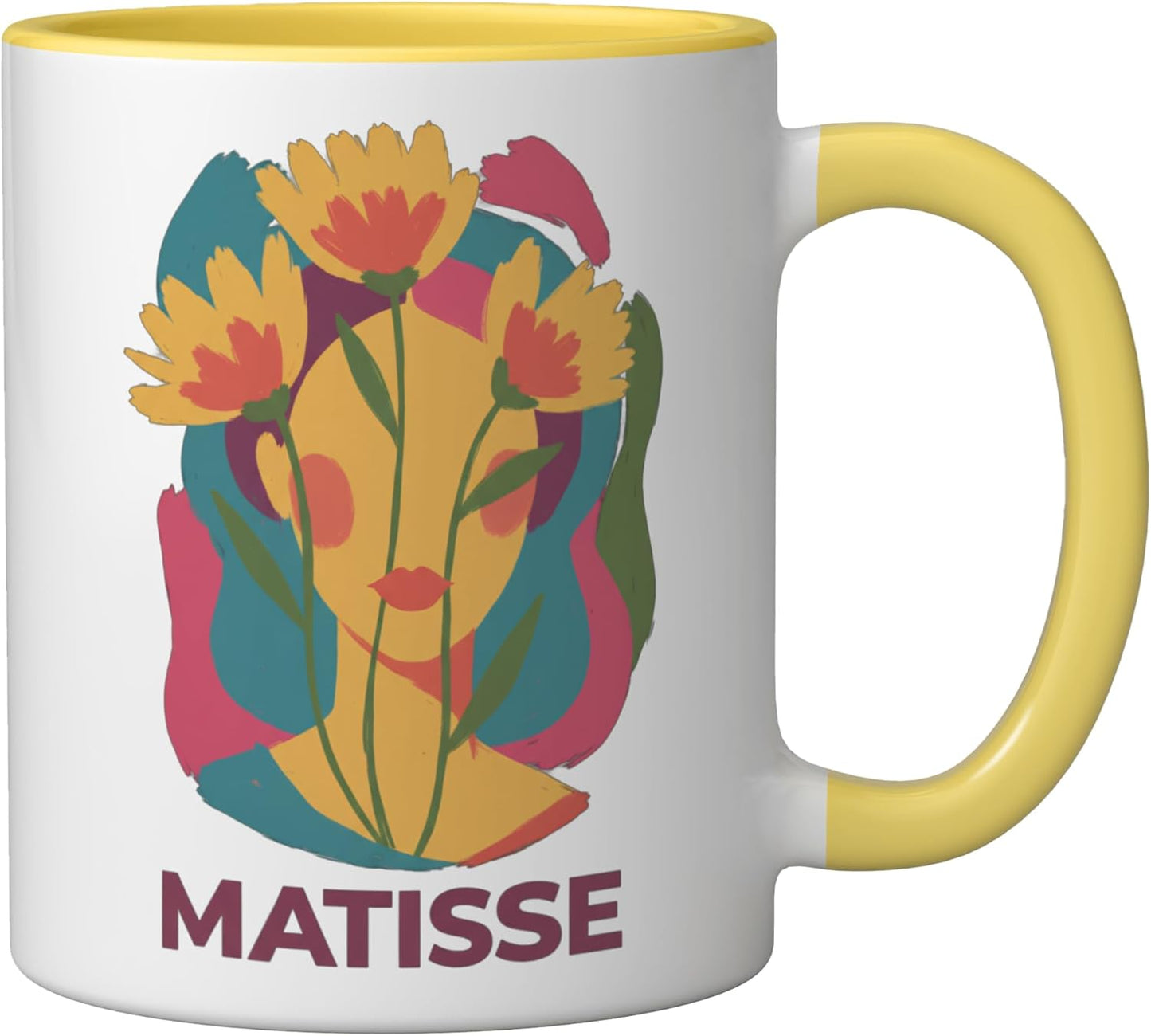 Taza Cerámica Estampado Floral Matisse Amarillo/Blanco