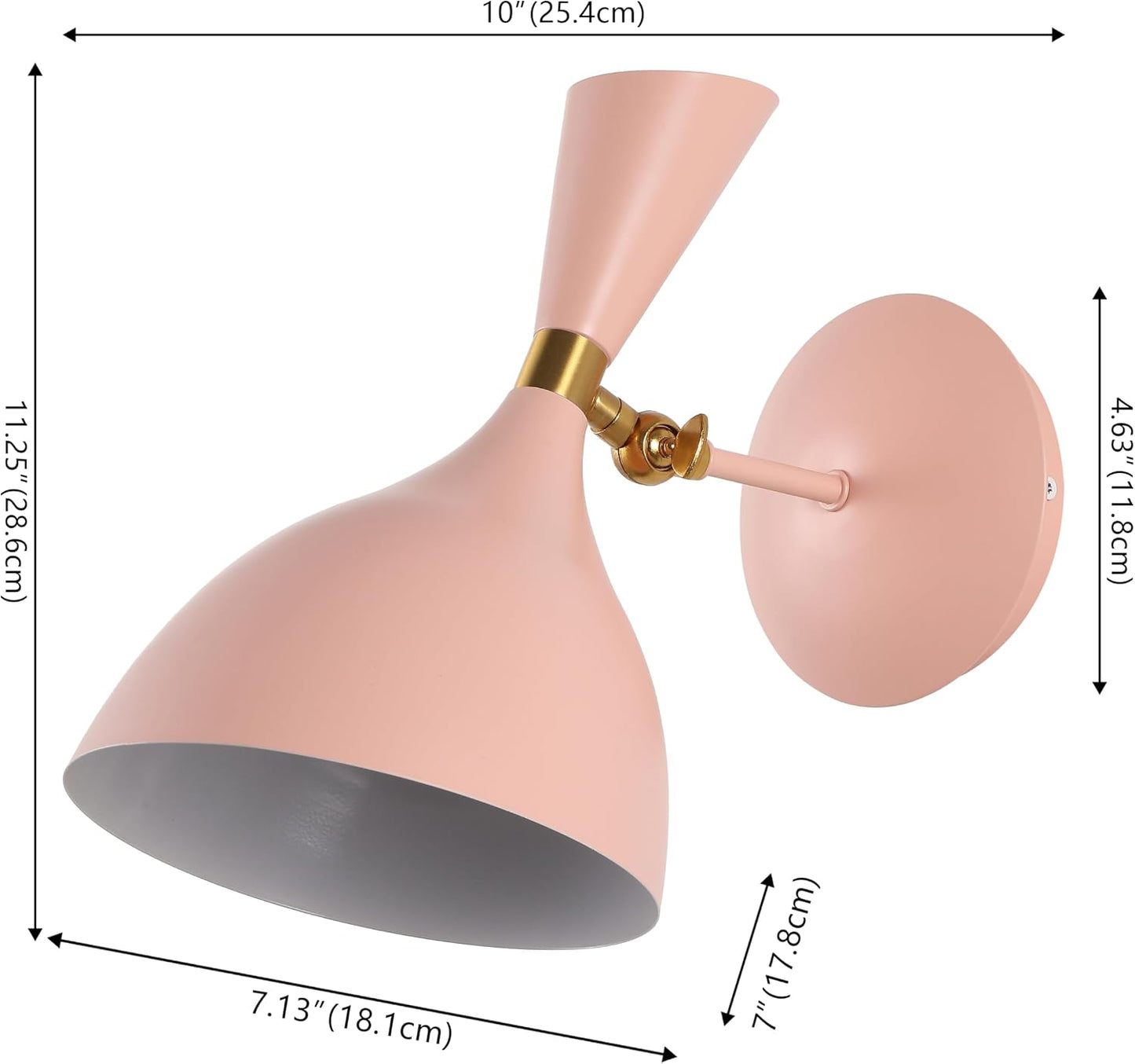 Lámpara pared LED hierro ajustable 10pulg rosa latón moderna