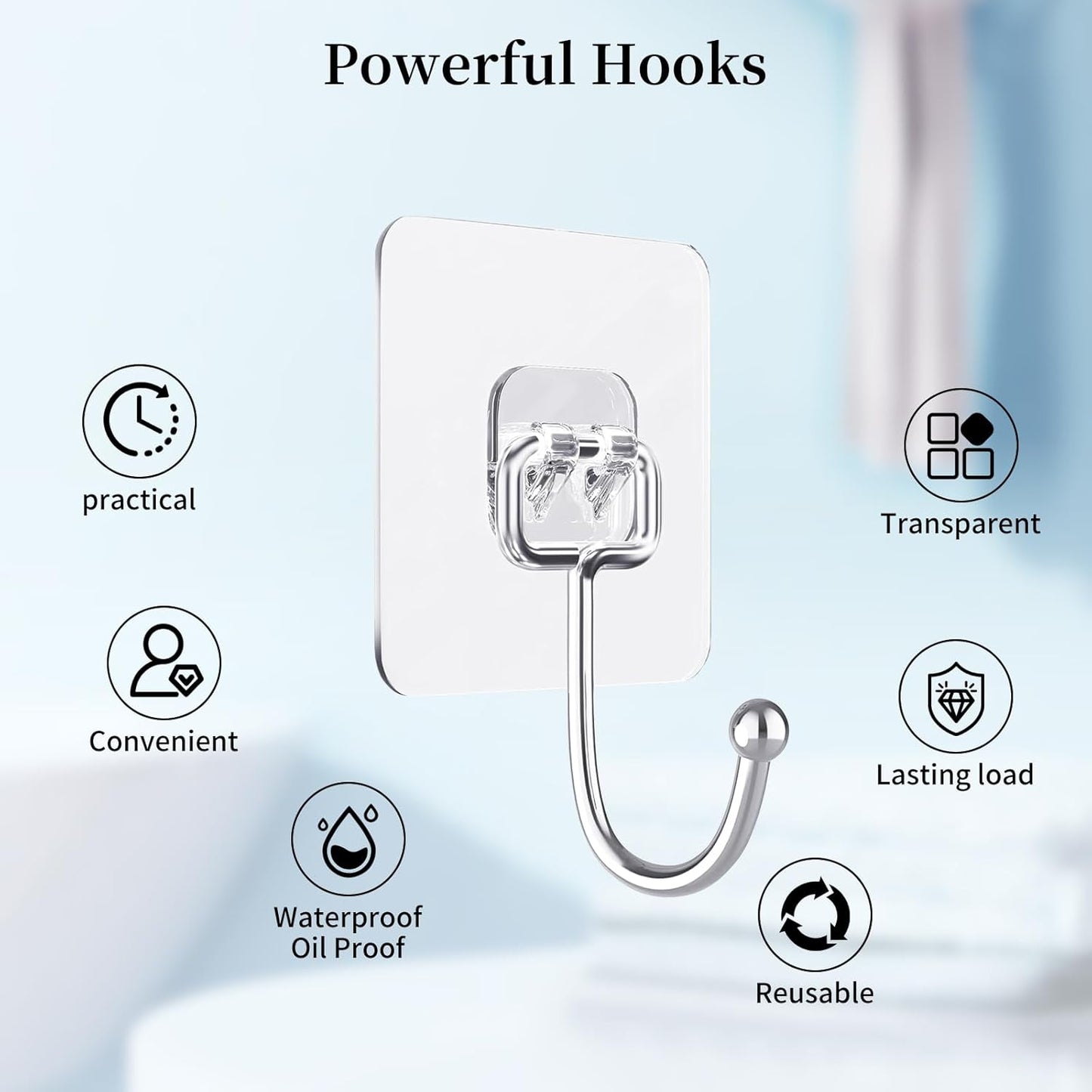 Ganchos adhesivos resistentes para pared cocina baño
