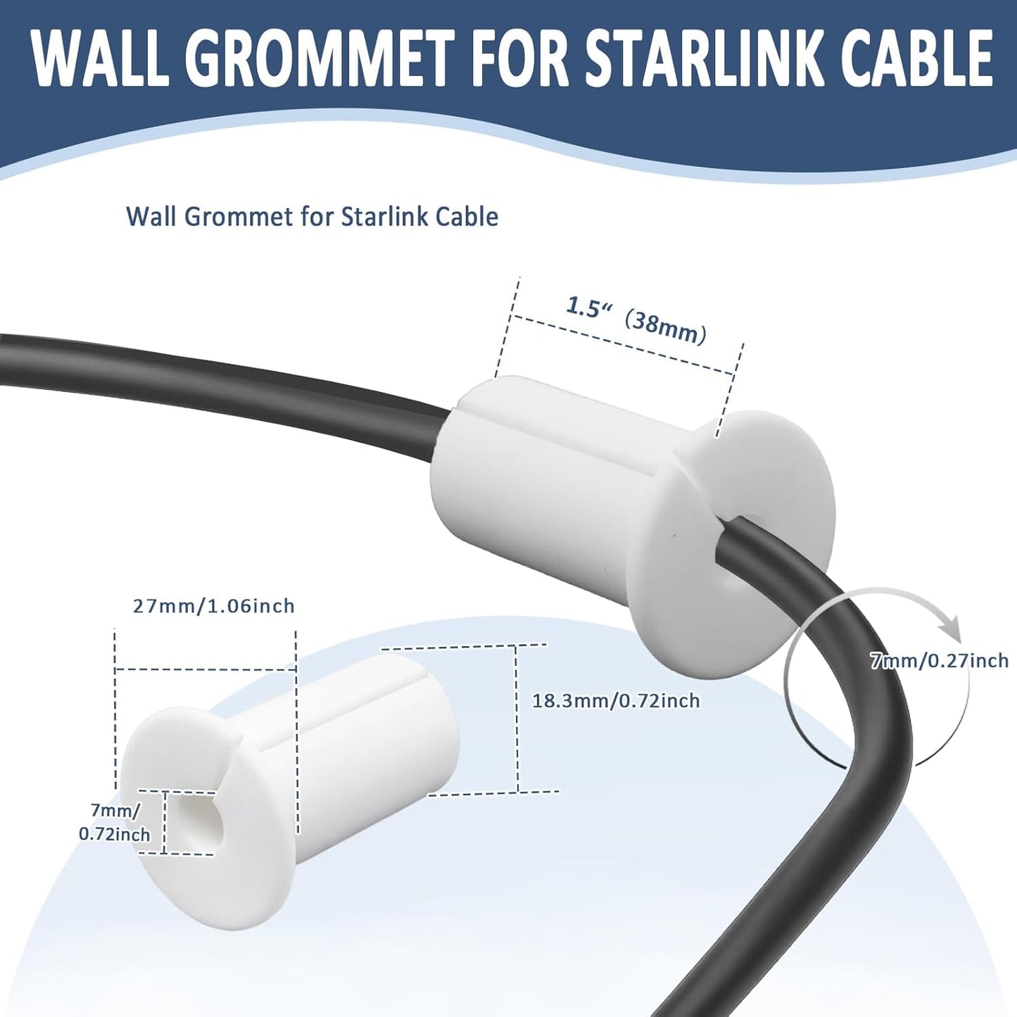 Ojal pared silicona para cables Starlink 3/4pulg blanco