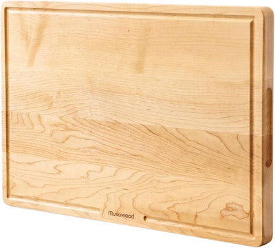 Tabla Cortar Madera Arce 18x12pulg Con Ranura Mango U Resistente