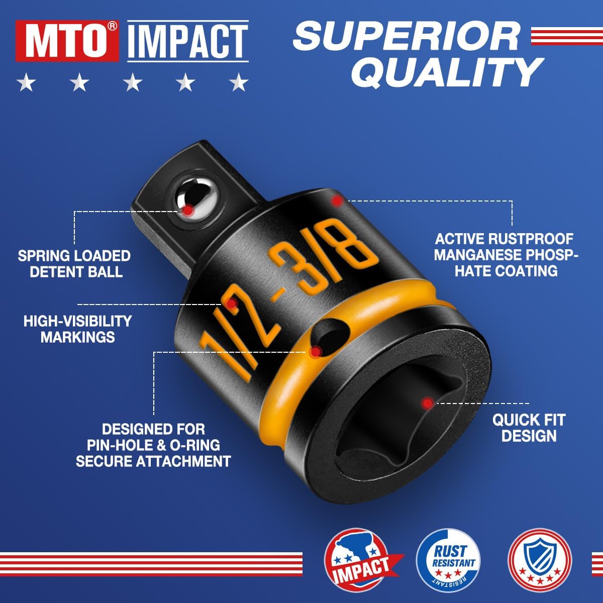 2 Adaptadores Enchufe Impacto 1/2pulg a 3/8pulg Acero CR-MO