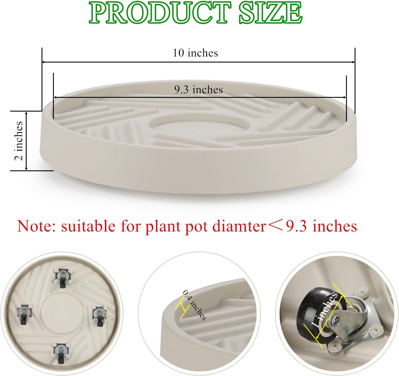 2 Soportes Plantas Ruedas Silenciosas 165lbs Exteriores